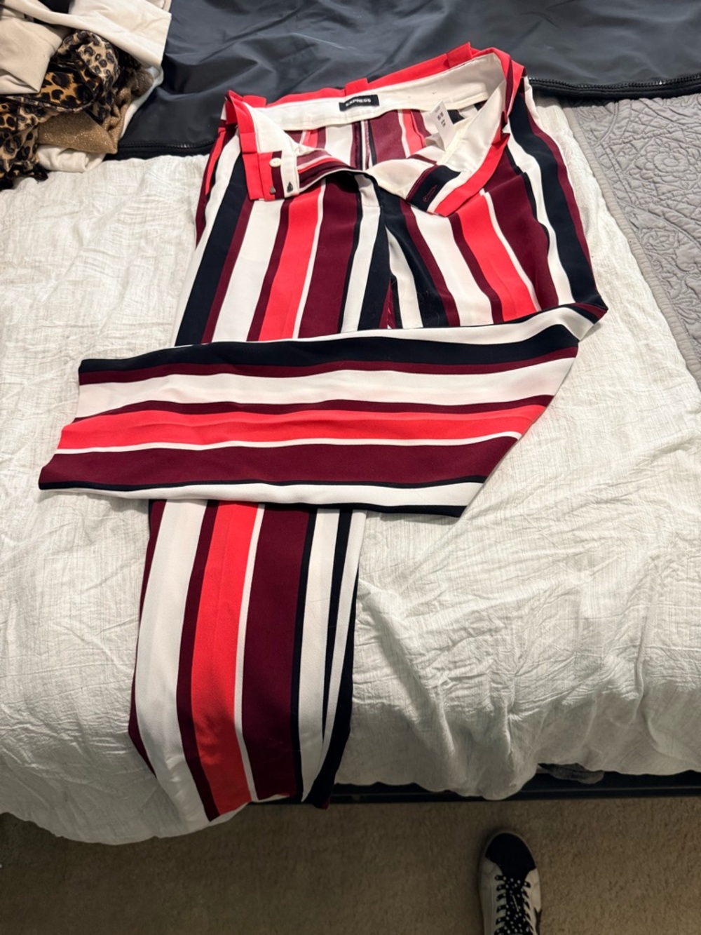 Express Striped Straight Leg - Red, White & Black